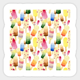 Ice Cream Colorful Watercolor Pattern Sticker